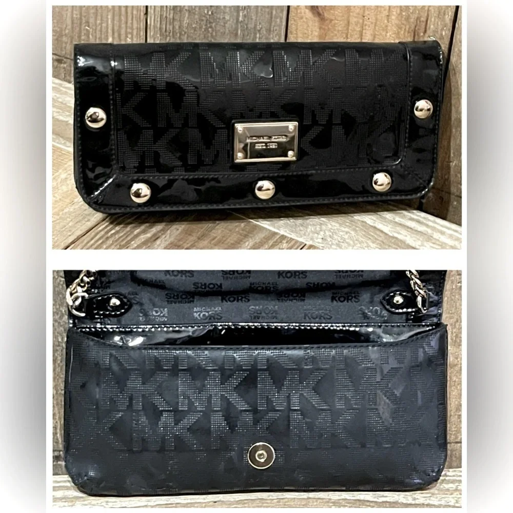 Michael Kors. 5 Piece: Delancy Clutch & Free Watch, Card Case, Twilly & Dust Bag